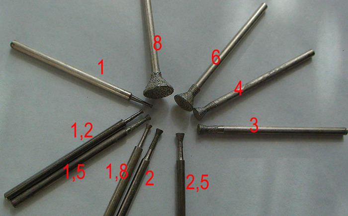 Алмазная шлифовальная головка в виде конусного гвоздя, для зубного техника с хвостовиком 2,35 мм, www.dent.10ki.biz Zooble.com.ua