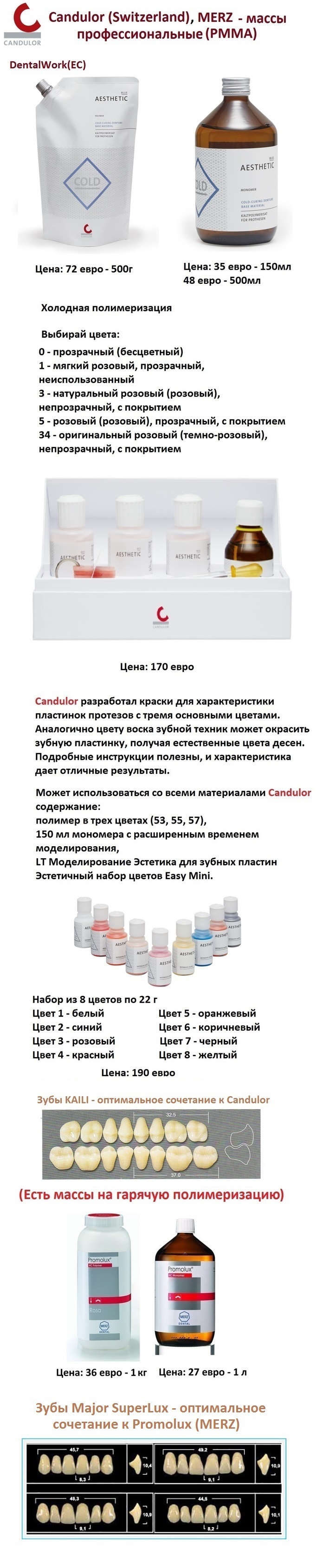 Candulor, MERZ, (PMMA) - массы профессиональные Zooble.com.ua
