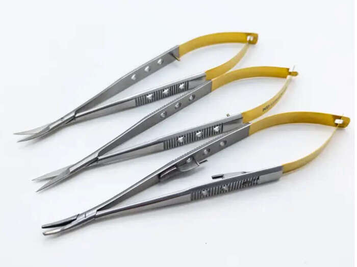 Голкотримач зігнутий ножиці прямі та зігнуті Castroviejo 16см (набір для мікрохірургії) Zooble.com.ua