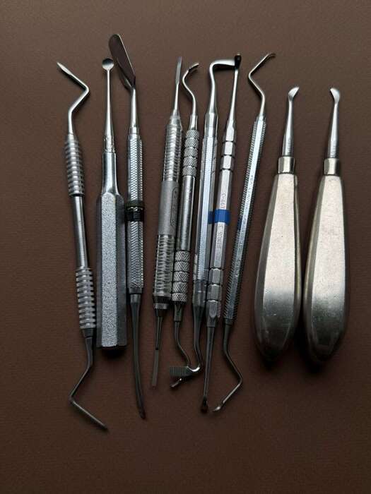 Хірургічний комплекс для імплантації(распатори, 2х сторонні елеватори, леза) стан гарний виробник USA hu-friedy Zooble.com.ua