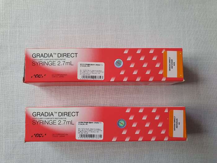 Композитний реставраційнийматеріал світлової полімеризаціїGradia Directколір A3 , AO3 , 900 грн один шприц. Zooble.com.ua