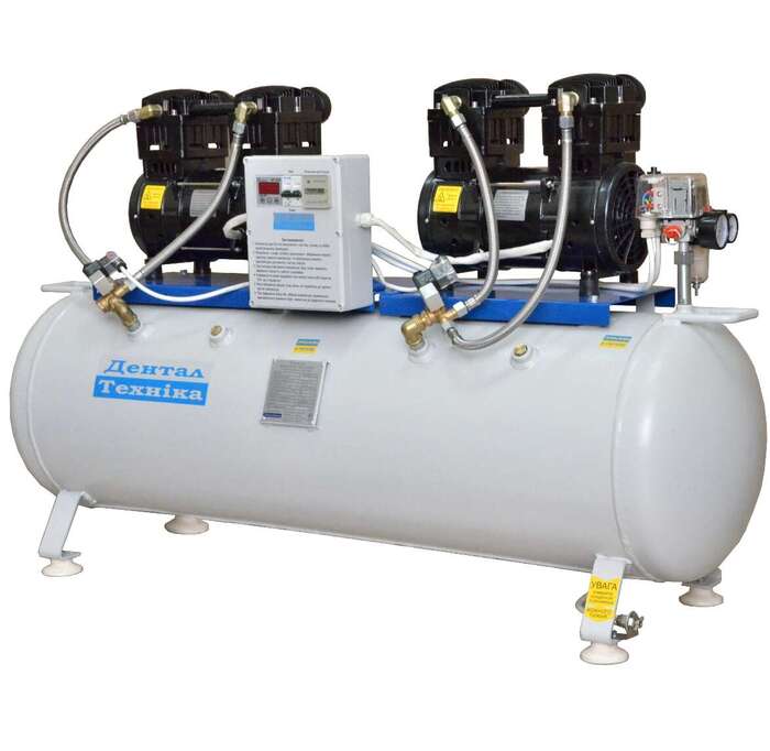 Компрессор безмасляный, малошумный ДТ1500/2-130. Мощность - 2*1500 Вт. Объем ресивера - 130л. Zooble.com.ua