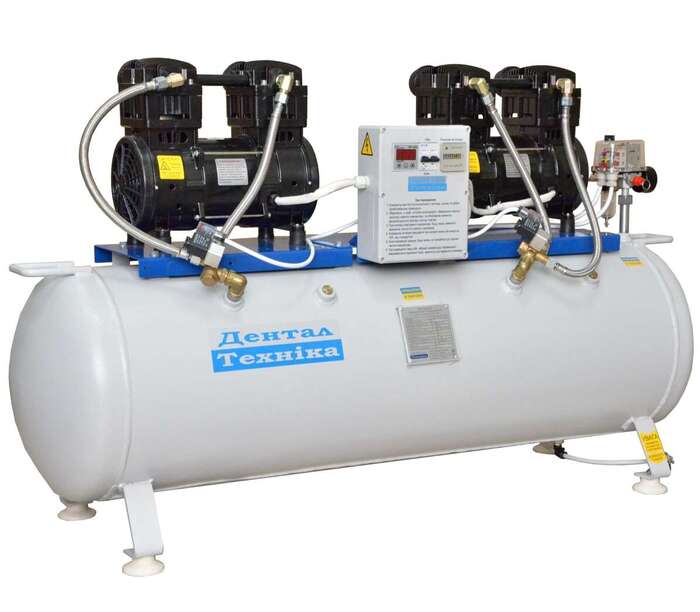 Компрессор безмасляный, малошумный ДТ1500/2-130. Мощность - 2*1500 Вт. Объем ресивера - 130л. Zooble.com.ua