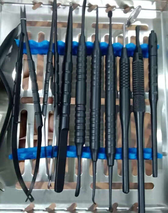 Набір хірургічний для імплантолога в чорному кольорі! З 10 інструментів з касетою, німецька сталь ! Tillid Dental! TOP!! Zooble.com.ua