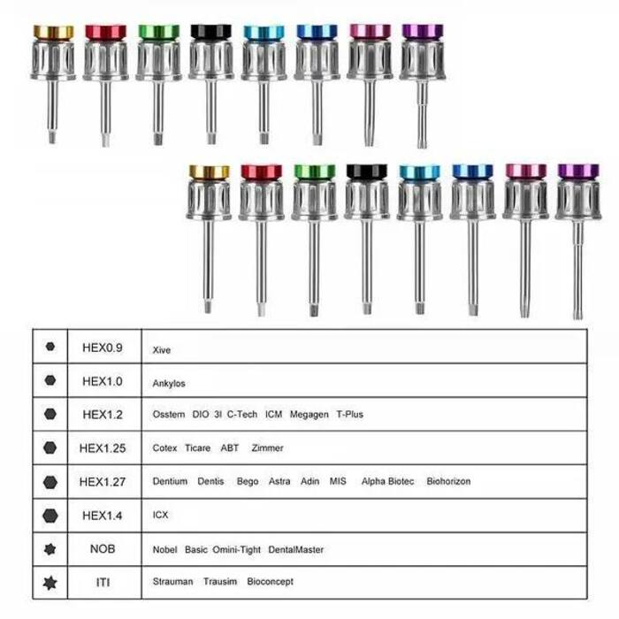 Набір ключів для імлантів 16шт +динамометричний ключ 10-70Ncm Zooble.com.ua