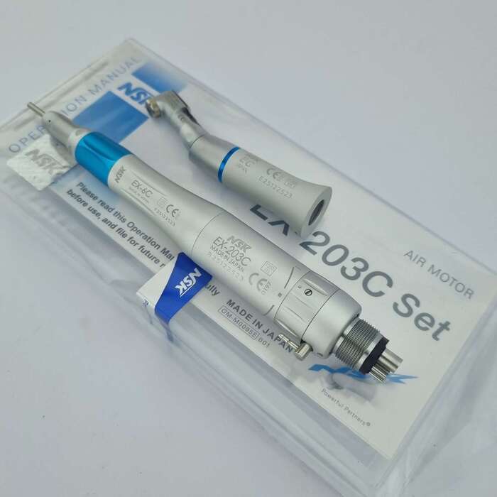 Набір наконечників Кутовий наконечник + Прямий наконечник + Мікромотор пневматичний (3шт)EX-203Set Zooble.com.ua