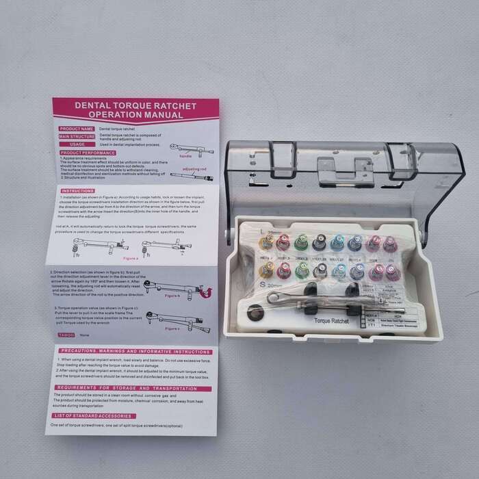 Набір викруток для гвинтів усіх систем імплантів16шт +динамометричний ключ 10-70Ncm Zooble.com.ua