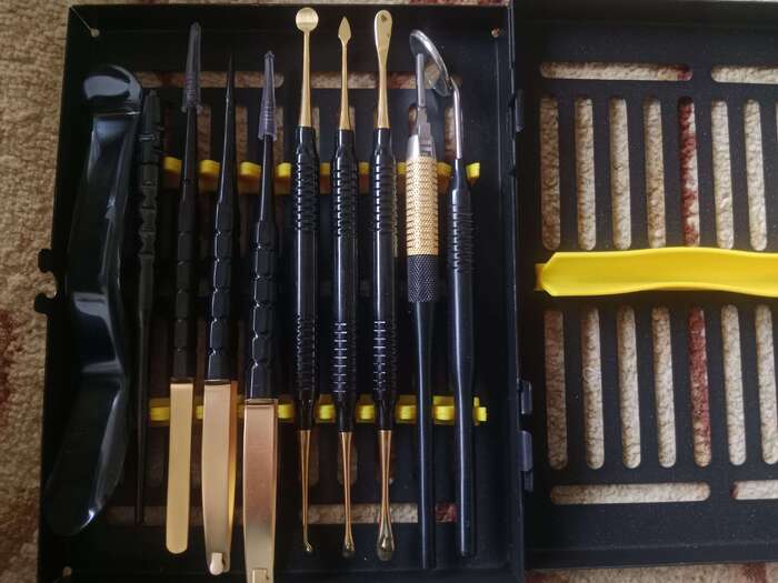 Набори для мікрохірургії в чорному кольорі 10 інструментів +касета! Топова якість, гарна ціна! Zooble.com.ua