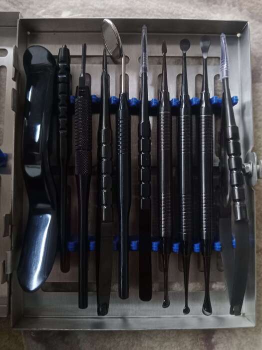 Набори для мікрохірургії в чорному кольорі 10 інструментів +касета! Топова якість, гарна ціна! Zooble.com.ua