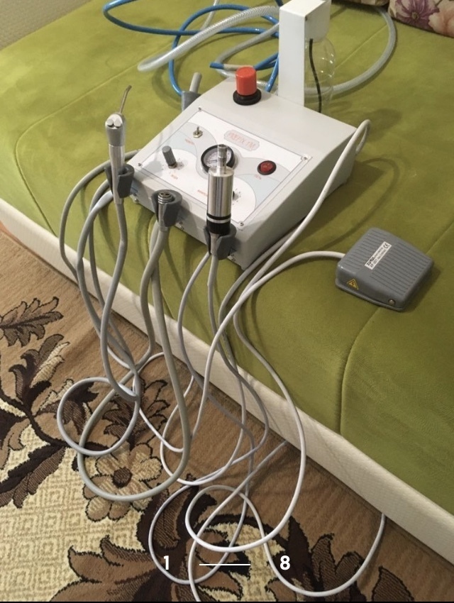 Нова портативна стоматологічна установка, турбінка, мікромотор, пустер, слиновідсмоктувач , реверс Zooble.com.ua