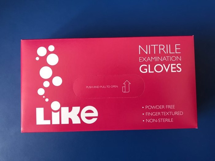 Перчатки нитриловые неопудреные NITRILE EXAMINATION GLOVES LIKE 100 шт. XS размер Zooble.com.ua
