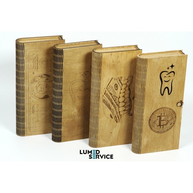 Подарочная коробка шкатулка книга для стоматолога 25х12х3.5 см Фанера гравировка лакированая Zooble.com.ua