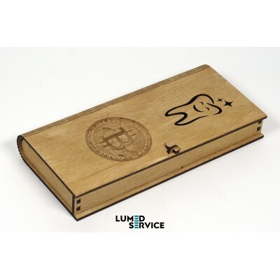 Подарочная коробка шкатулка книга для стоматолога 25х12х3.5 см Фанера гравировка лакированая Zooble.com.ua