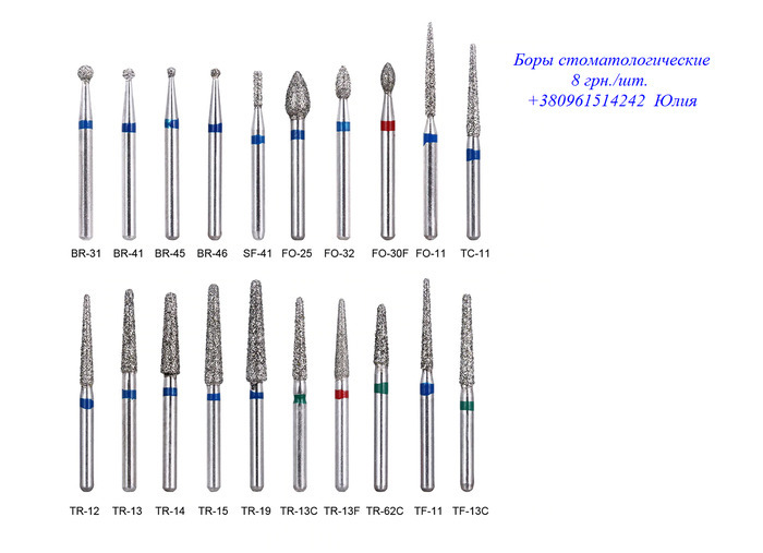 продам бори стоматологічні алмазні для углового турбінного 8грн.шт набір 5шт Zooble.com.ua