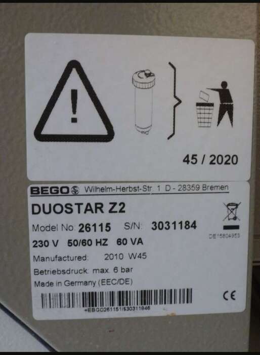 Продам вживаний піскоструминний апарат Duostar Z2 з фільтрувальним модулем, відмінний стан ,виробництва Bego- Німеччина Zooble.com.ua