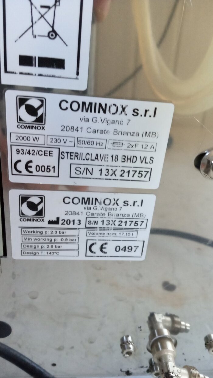 Стоматологический автоклав Cominox SterilClave 18 BHD, класс B, (914 циклов, 2013 год) Zooble.com.ua