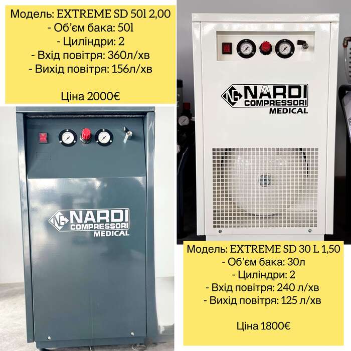Стоматологічні компресори NARDI COMPRESSORI Виробник Італія Модель: EXTREME SD 30 L 1,50 Zooble.com.ua