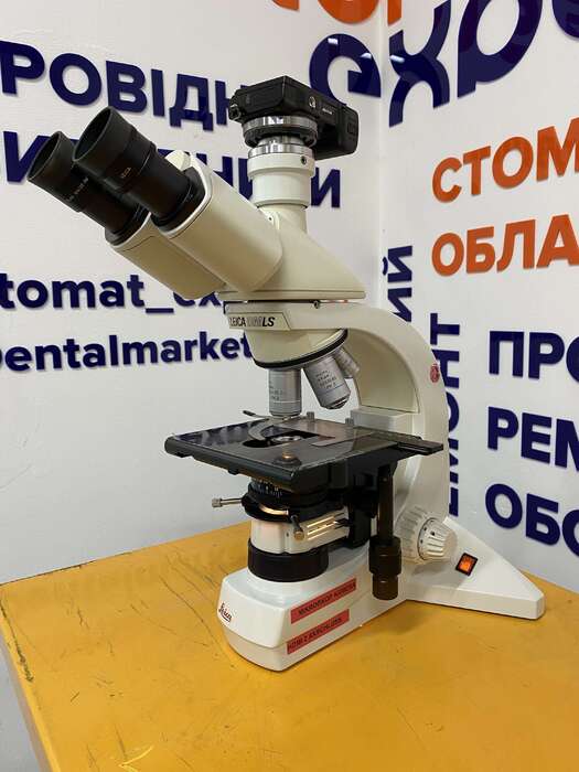 Тринокулярний мікроскоп лабораторний Leica DMLS з адаптером для камери Sony Nex-5R Збільшення 10x, 20x, 40x, 100x Zooble.com.ua