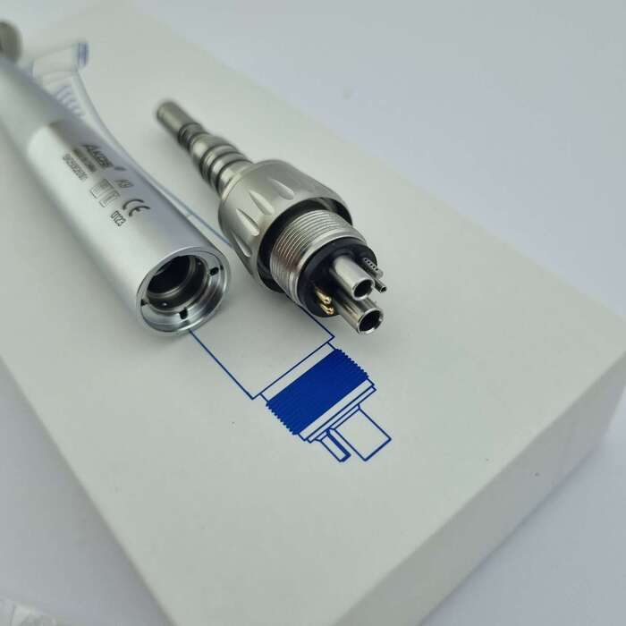 Турбінний хірургічний наконечник із кутом 45 градусів LED (зєднання Мультифлекс тип Kavo , кнопкова фіксація бору) Zooble.com.ua