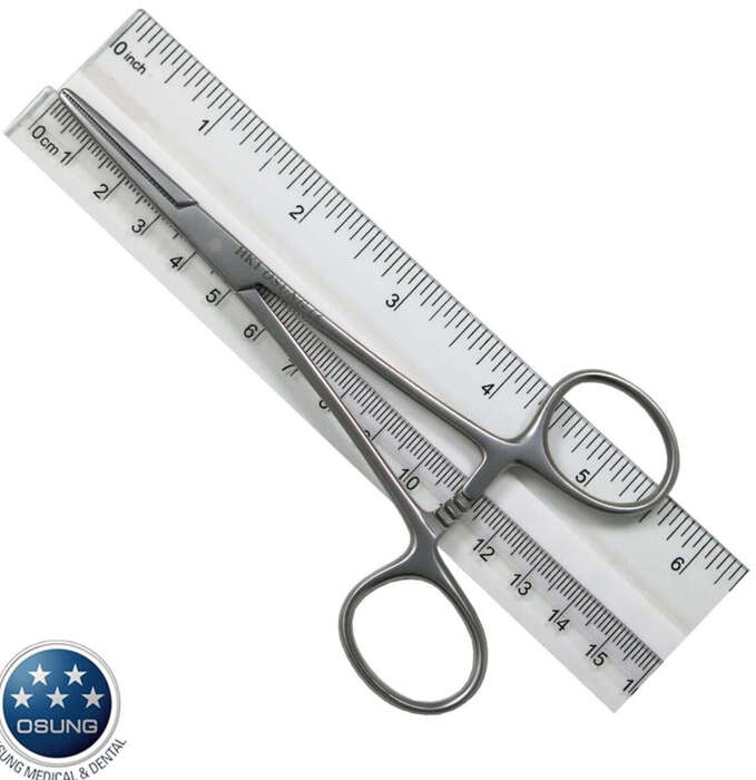 Зажим гемостатический HTК145, Kelly, прямой, 145 мм (Osung, Корея) Zooble.com.ua